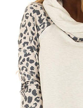 Load image into Gallery viewer, Blivener Women's Casual Sweatshirts Long Sleeve Leopard Print Tops Cowl Neck Raglan Shirts White S