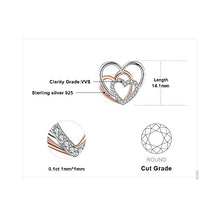 Load image into Gallery viewer, JewelryPalace Heart to Heart Interlocking Cubic Zirconia Pendant Necklace 925 Sterling Silver Rose Gold 18 Inches