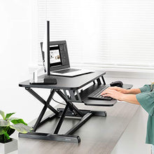 Load image into Gallery viewer, VIVO Black Height Adjustable 32 inch Standing Desk Converter, Sit Stand Dual Monitor and Laptop Riser Workstation (DESK-V000K)