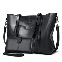 Load image into Gallery viewer, Purses and Handbags for Women Large Shoulder Tote Satchel Purse Work Bags with Matching Wallet (Black)