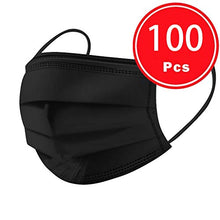 Load image into Gallery viewer, 50/100pc Disposable Face Bandanas - 3 Ply Non-woven Black Breathable Face ??į“ ??,Protective Anti-dust Windproof Facial Scarf with Elastic Ear Loop for Outdoor Ski Cycling Camping Running (B:100pcs)