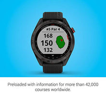 Load image into Gallery viewer, Garmin Approach S42, GPS Golf Smartwatch, Lightweight with 1.2" Touchscreen, 42k+ Preloaded Courses, Gunmetal Ceramic Bezel and Black Silicone Band, 010-02572-10