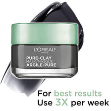 Load image into Gallery viewer, L'Oreal Paris Skincare Pure Clay Face Mask with Charcoal for Dull Skin to Detox & Brighten Skin, Clay Mask, at home face mask, 1.7 oz.
