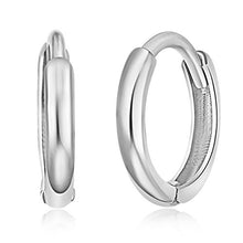Load image into Gallery viewer, 14k REAL White Gold 1.5mm Thickness Huggie Earrings (8 x 8 mm)