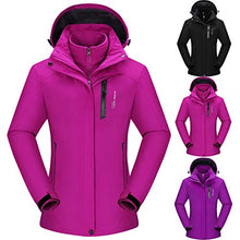 Load image into Gallery viewer, Keepmove Women's Fashion Waterproof Hoodie Hat Detachable Breathable Sport Outdoor Coat(Purple, Large)