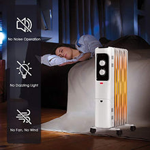 Load image into Gallery viewer, GOFLAME 1500W Oil Filled Radiator Heater, Electric Space Heater with 3 Heating Modes, Adjustable Thermostat, Tip-Over & Overheat Protection, Powerful Oil Heater for Home and Office (White)