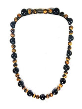 Load image into Gallery viewer, Mens Beaded Necklace - Tiger Eye Necklace - Black Onyx Necklace - EMF Protection Necklace - Anti Depression