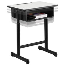 Load image into Gallery viewer, Flash Furniture Student Desk with Grey Top and Adjustable Height Black Pedestal Frame