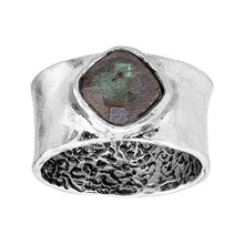 Load image into Gallery viewer, Silpada 'Eclipse' Natural Labradorite Band Ring in Sterling Silver, Size 7