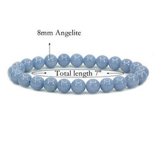 Load image into Gallery viewer, Natural Blue Angelite Gemstone 8mm Round Beads Stretch Bracelet 7 Inch