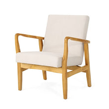 Load image into Gallery viewer, Christopher Knight Home Isaac Mid Century Modern Fabric Arm Chair, Ivory, Walnut