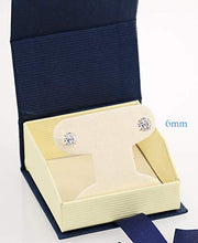 Load image into Gallery viewer, 14k White Gold Solitaire Round Cubic Zirconia Stud Earrings with Gold butterfly Pushbacks (6mm)