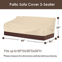 Load image into Gallery viewer, Vailge Heavy Duty Patio Sofa Cover, 100% Waterproof 3-Seater Outdoor Sofa Cover,Lawn Patio Furniture Covers with Air Vent and Handle,60" W x 40" D x 35" H,Beige&Brown