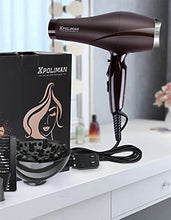 Load image into Gallery viewer, 2000 Watt Hair Dryers, Xpoliman Professional Salon Hair Dryer with AC Motor, Negative Ionic Blow Dryer with Diffuser Concentrator Comb, 2 Speed 3 Heat Settings,Low Noise Long Life Style-Brown/Purple