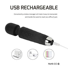 Load image into Gallery viewer, Allovers Personal Magic Waterproof Wand Massager, Mini Handheld Rechargeable Neck Shoulder Back Body Massage with 8 Powerful Speeds&20 Pulsating Patterns for Sports Recovery & Muscle Aches (Black)