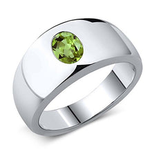 Load image into Gallery viewer, Gem Stone King 1.33 Ct Oval Green Peridot 925 Sterling Silver Men's Ring (Size 13)