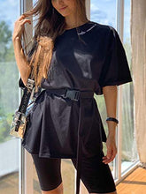 Load image into Gallery viewer, Glamaker Women 2 Piece Outfit Sets Casual Oversized T-Shirt Tops Biker Shorts Workout Sport s Tracksuit (Small, Black 2)