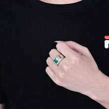 Load image into Gallery viewer, Daesar 18K White Gold Ring Men, Band Ring with 2.5ct Emerald Promise Rings White Gold Ring Size 8.5