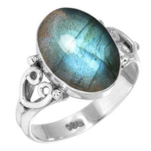 Load image into Gallery viewer, Natural Labradorite Ring 925 Sterling Silver Handmade Jewelry Size 8.5