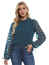 Load image into Gallery viewer, Women's Long Sleeve Lace Crochet Tunic Tops Flowy Casual Blouses Shirts Blue Haze S