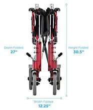 Load image into Gallery viewer, NOVA Medical Products Lightweight Transport Chair with Removable & Flip Up Arms for Easy Transfer, Anti-Tippers Included, Red, 19"