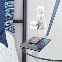 Load image into Gallery viewer, Power Strip with USB, TESSAN Mountable Flat Plug Extension Cord with 4 Widely Spaced Outlets, 3 USB Charger, 5 FT Power Cord, Compact Size Charging Station for Home, Office, Dorm Essentials, Gray