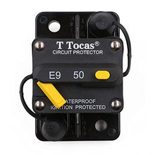 Load image into Gallery viewer, T Tocas 50 Amp Thermal Circuit Breaker with Switch Manual Reset for Boat Marine RV Yacht Battery Trailer Bus Truck Solar, 12V - 48V DC, Waterproof (50A)