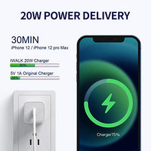 Load image into Gallery viewer, iWALK Fast Charging Block 20W, USB-C Wall Charger iPhone Charger Adapter Compatible with iPhone 13/12/12 Mini/12 Pro/12 Pro Max/Magsafe, Galaxy, Samsung, Pixel 4/3, iPad Pro, AirPods Pro