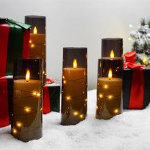 Load image into Gallery viewer, kakoya Flameless LED Candles with Timer 9 Pc Flickering Flameless Candles for Romantic Ambiance and Home Decoration Durable Acrylic Shell,with Embedded Star String,Battery Operated Candles(Grey)