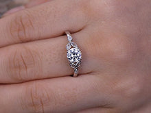 Load image into Gallery viewer, 6.5mm Round Cut 1ct Engagement ring,925 sterling silver stacking wedding band,CZ Bridal ring,Retro vintage,marquise bezel,white gold plated,Man Made diamond CZ ring,any size