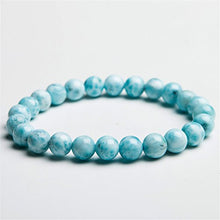 Load image into Gallery viewer, 7mm Natural Blue Larimar Gemstone Crystal Round Bead Stretch Bracelet