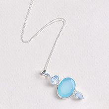 Load image into Gallery viewer, YoTreasure Blue Topaz & Chalcedony Crystal Necklace .925 Sterling Silver Chain Pendant