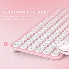 Load image into Gallery viewer, Wireless Keyboard and Mouse Combo, Jelly Comb 2.4G Slim Ergonomic Quiet Keyboard and Mouse with Round Keys for Windows, Laptop, PC, Notebook-White and Pink