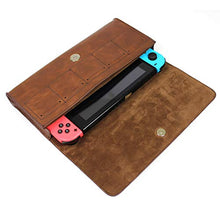 Load image into Gallery viewer, PCTC Classic Style Design Leather & PU Easy Carrying Case Soft Carry Bag Compatible for Nintendo Switch Protective Cover,1x Mini Leather Hand Strap (Brown)