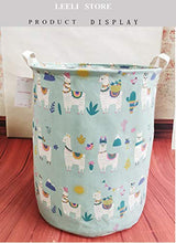 Load image into Gallery viewer, LEELI laundry Hamper with Handles-Collapsible Canvas Basket for Storage Bin,Kids Room,Home Organizer,Nursery Storage,Baby Hamper,19.7×15.7 (llama&alpaca)
