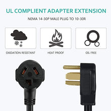 Load image into Gallery viewer, BOEEMI 4 Prong New Electric Dryer Plug Male to 3-Prong Old Dryer Receptacle Female Connector Adapter, NEMA 14-30P to 10-30R 4-Prong Dryer Outlet Adapter, 30A 125/250V 1.5FT, UL Compliant