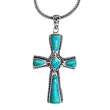 Load image into Gallery viewer, Stauer - Women's Mission Turquoise Cross Pendant (3 2/5 ctw) & Chain