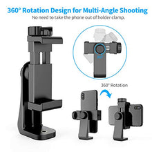 Load image into Gallery viewer, Universal Phone Tripod Mount Adapter + 1/4" Screw + Cell Phone Bracket Clamp, Rotatable Vertical and Horizontal Smartphone Holder Stand Clip for iPhone X XS XR 11 Pro, Samsung S10 S9+, and All Phones