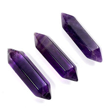 Load image into Gallery viewer, QGEM Pack of 3 Amethyst Healing Chakra Crystal Column Hexagonal Double Points Reiki Natural Gems Polished Tumbled Stones Mini Decoration Ornaments-30mm
