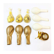 Load image into Gallery viewer, 50 Pieces Gold, White and Gold Confetti Balloons | PREFILLED 14 Inch Latex, Metallic, Confetti Balloons for Party, Decorations, Wedding & Bridal (with Ribbon)