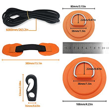 Load image into Gallery viewer, 7Pck D-Ring Patch Kayak D Ring Pads and 20ft Strong Elastic Bungee Shock Cord with Hooks Bungee Deck Rigging Kit for Pvc Inflatable Boat Sup Kayak Canoe Deck Surfboard Raft Stand Up Paddle Board