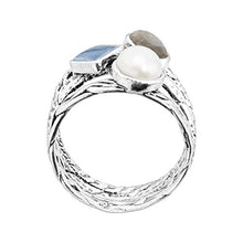 Load image into Gallery viewer, Silpada 'Day Trip' Natural Labradorite, Kyanite & 6-6.5 mm Freshwater Cultured Pearl Ring in Sterling Silver Size 11
