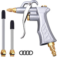 Load image into Gallery viewer, Industrial Air Blow Gun with Brass Adjustable Air Flow Nozzle and 2 Steel Air flow Extension, Pneumatic Air Compressor Accessory Tool Dust Cleaning Air Blower Gun