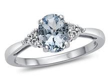 Load image into Gallery viewer, Finejewelers 10k White Gold 8x6mm Oval Aquamarine and White Topaz Ring Size 8