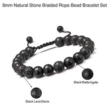 Load image into Gallery viewer, M MOOHAM Lava Rock Bracelet - 8mm Lava Rock Bead Black Matte Agate Stone Anxiety Bracelet, Men Women Stress Relief Yoga Beads Adjustable Aromatherapy Essential Oil Diffuser Healing Bracelets