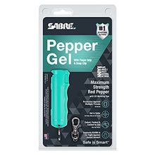 Load image into Gallery viewer, SABRE Pepper Gel with Finger Grip and Snap Clip, 12-Foot (4 Meter) Range, UV Marking Dye, Ergonomic Finger Grip, Flip Top Safety, Supports RAINN, Mint Green