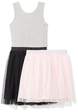 Load image into Gallery viewer, Amazon Brand - Spotted Zebra Girls' Knit Sleeveless Tutu Tank Dress and Skirt Set, Black/Pink, Large