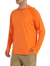 Load image into Gallery viewer, Men's Sun Shirts UPF 50 Clothing Lightweight Long Sleeve Crew Neck Plain Casual Swim Fishing Rash Guard Summer Tee Hoodie T-Shirts Orange Size L
