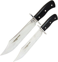 Load image into Gallery viewer, CampCo Humvee HMV-BC-03-BK Bowie Knife Set with Mirror Polished Stainless Steel Blades and Black Pakawood Handles