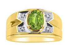 Load image into Gallery viewer, RYLOS Simply Elegant Beautiful Peridot & Diamond Ring - August Birthstone